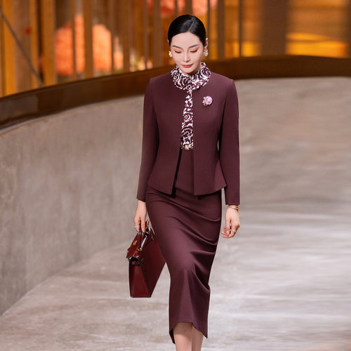 新款酒红色喜婆婆婚宴装套装裙女