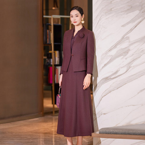 气质喜婆婆婚宴装时尚毛呢套装裙