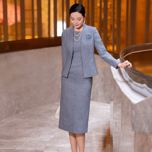 气质高级感毛呢小香风连衣裙女