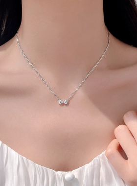 优雅法式蝴蝶结项链女甜美超仙气少女感闪钻细颈链学生清新锁骨链