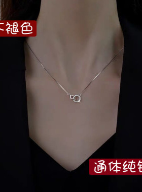 圆圈方块925纯银项链轻奢小众设计感高级女夏不掉色2021年新款潮