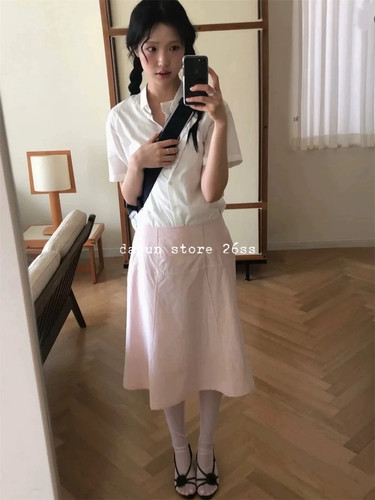 无退换 币入！ 韩代小众Bellatag 高腰压褶清新系伞裙 半身裙