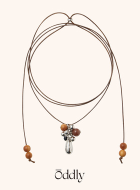 oddly“DROP”木珠银球水滴长项链 拉绳可调节珠灵动新款原创设计
