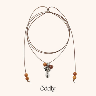 oddly“DROP”木珠银球水滴长项链 拉绳可调节灵动毛衣链原创设计