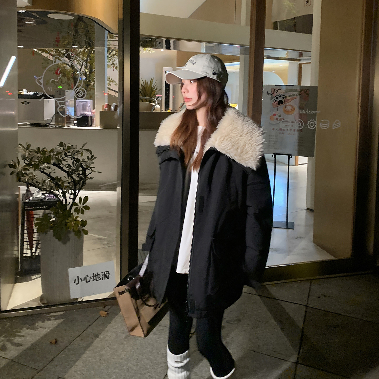 冬季加厚羊羔毛工装棉服女