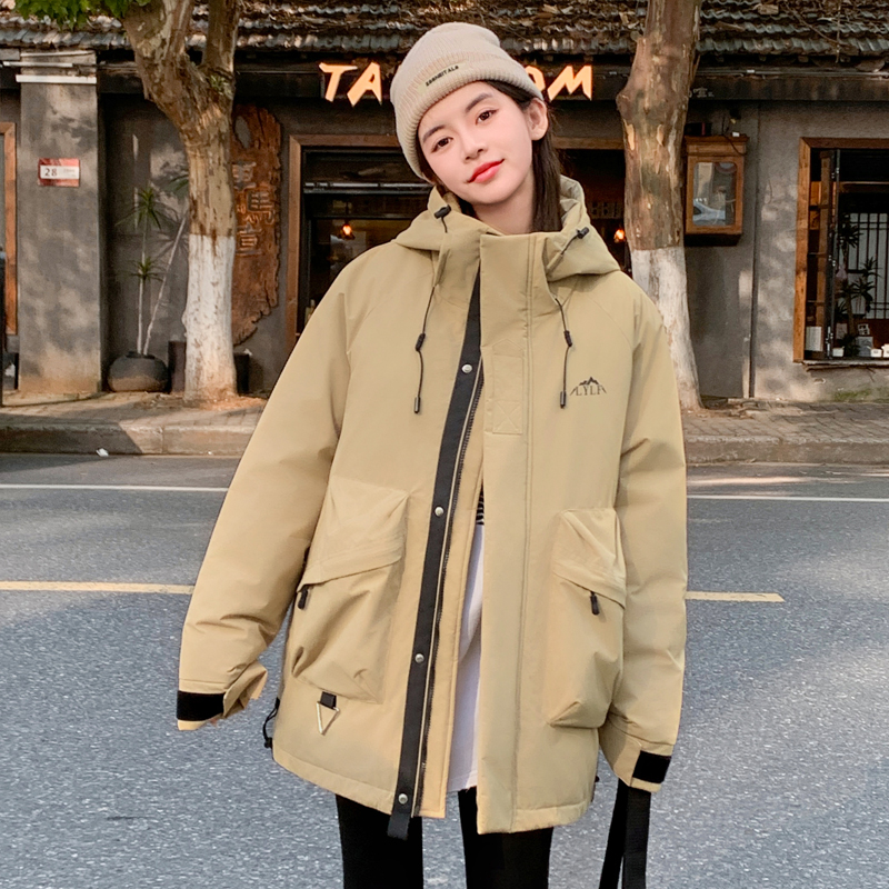 大码女装2025冬季韩版新款胖mm中长款连帽加厚时尚冲锋衣棉衣外套