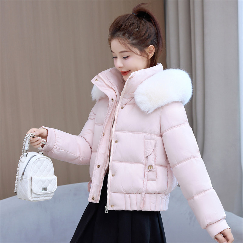 显瘦加厚短款毛领羽绒棉服女款