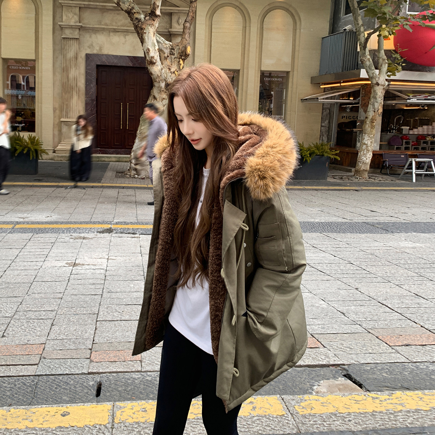 冬季工装派克服女加厚大毛领
