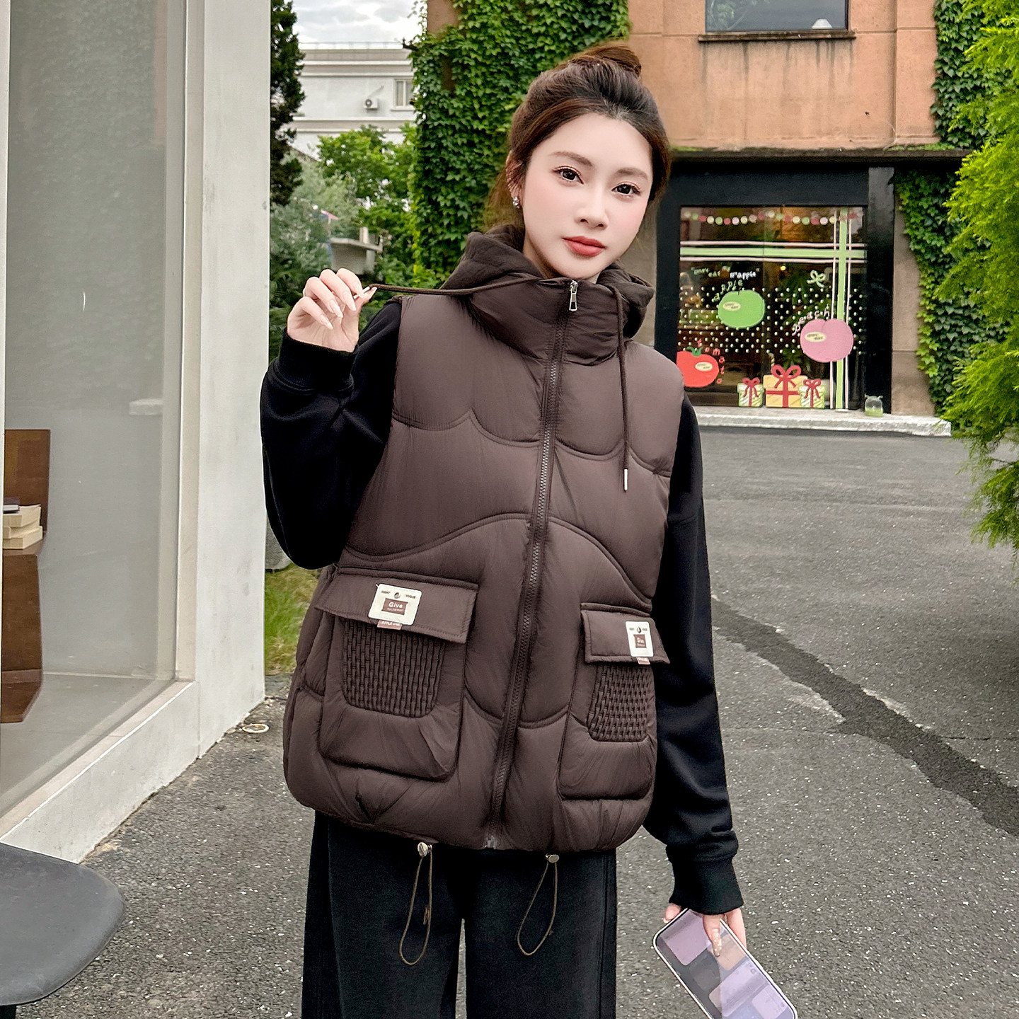 2026新款连帽加厚棉马甲女秋冬