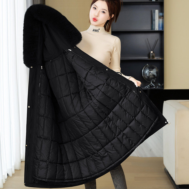 加厚羽绒棉可拆内胆派克服女棉服