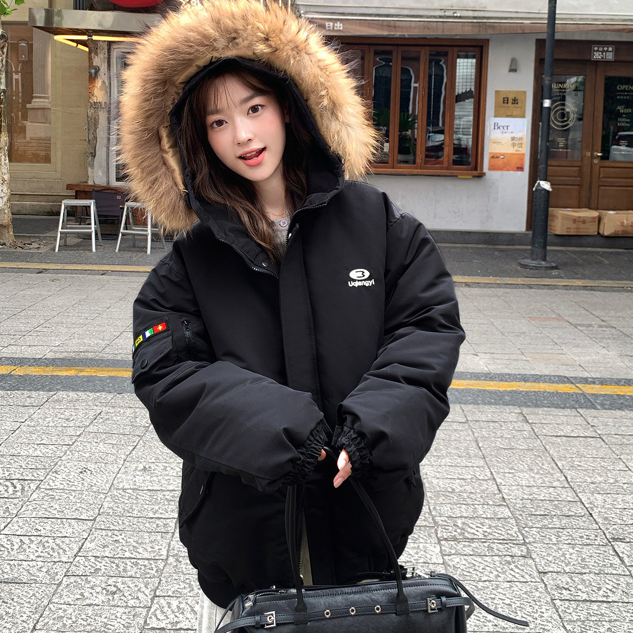 工装韩系女加绒加厚棉服