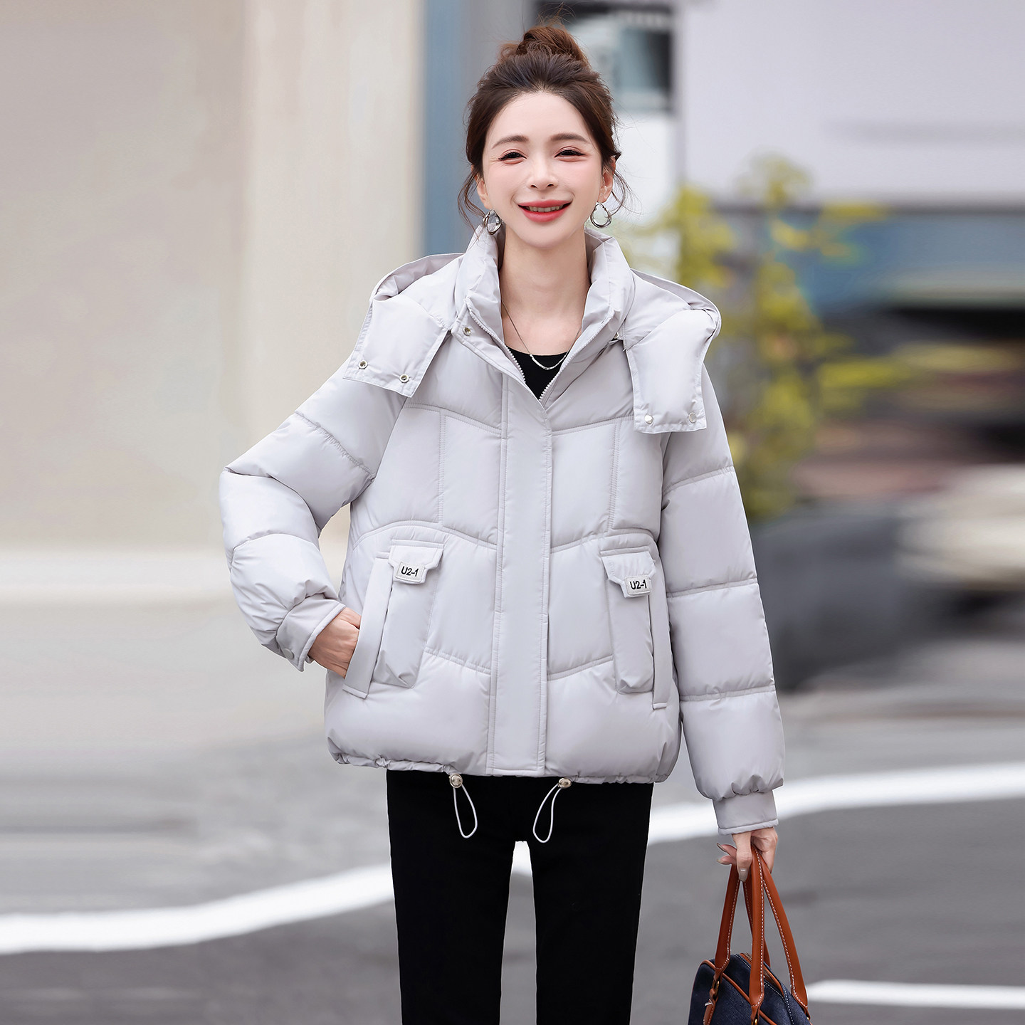 冬季女短款加厚羽绒棉带帽棉服