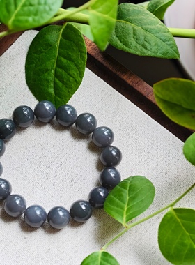 俄料和田玉烟紫手串送礼帝王紫深烟紫和田玉手链12mm