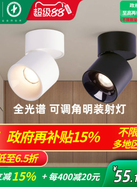 雷士照明led筒灯射灯明装可折叠免开孔桶灯客厅背景墙玄关天花灯