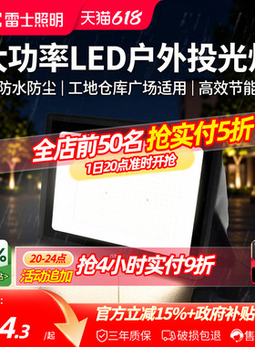雷士照明220V户外市电投光灯大功率LED灯照明IP65防水工地庭院灯