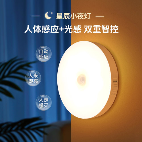 雷士照明智能人体感应灯入户门楼梯道走廊人来即亮夜间床头小夜灯