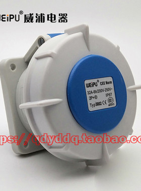 WEIPU 威浦电器 TYP5802 工业防水插头插座 3芯（2P+E）32A  IP67