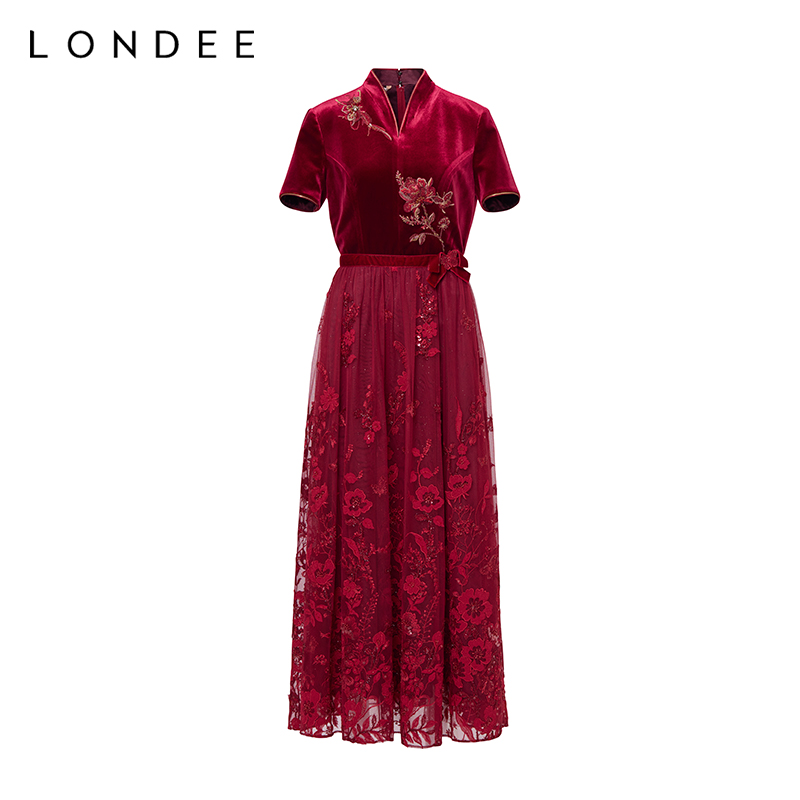 Londee/龙笛【孤品】设计感重工礼服中长裙高雅气质连衣裙4PS363B