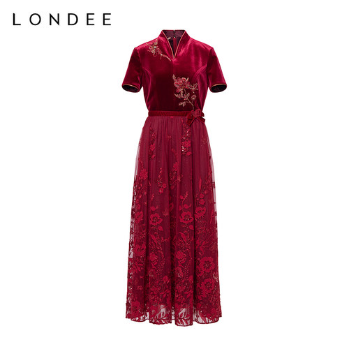 Londee/龙笛【孤品】设计感重工礼服中长裙高雅气质连衣裙4PS363B