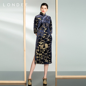 Londee/龙笛秋冬桑蚕丝连衣裙女旗袍8T21661