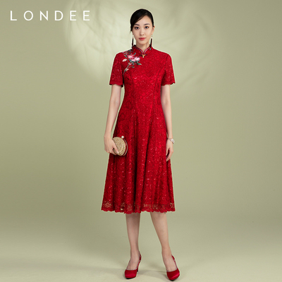 londee/龙笛新款浪漫茶花刺绣