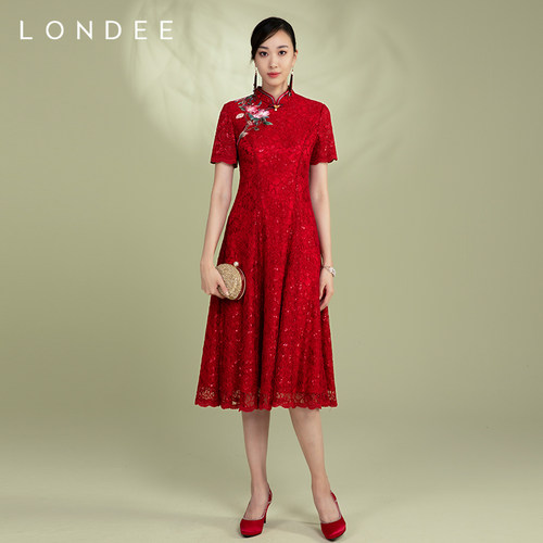 londee/龙笛新款浪漫茶花刺绣
