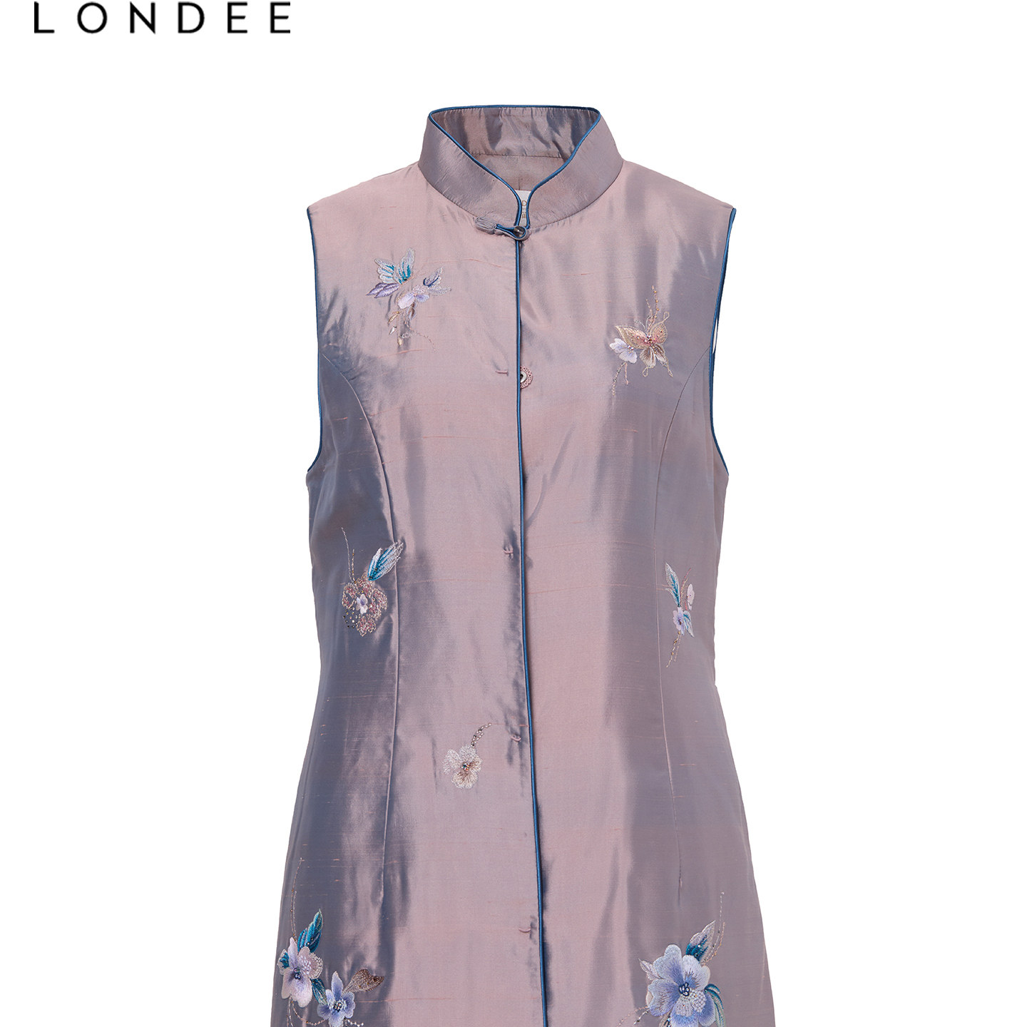 Londee/龙笛【孤品】新中式风刺绣立领马甲女无袖长款背心2PS174C