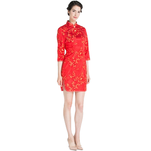 【婚庆】Londee/龙笛秋中袖女装礼服复古新娘结婚旗袍6T31654