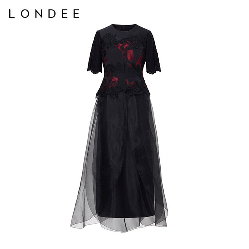 Londee/龙笛【孤品】高级感刺绣礼服裙时尚洋气连衣裙女9S26651P