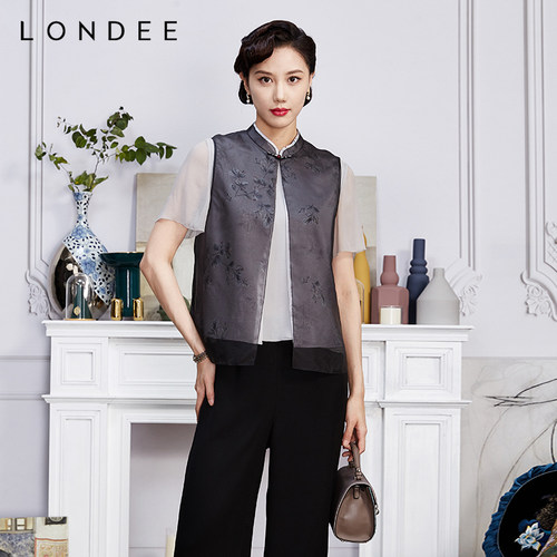 Londee/龙笛新中式优雅大气百搭马甲高端显瘦中国风马夹女5S27298