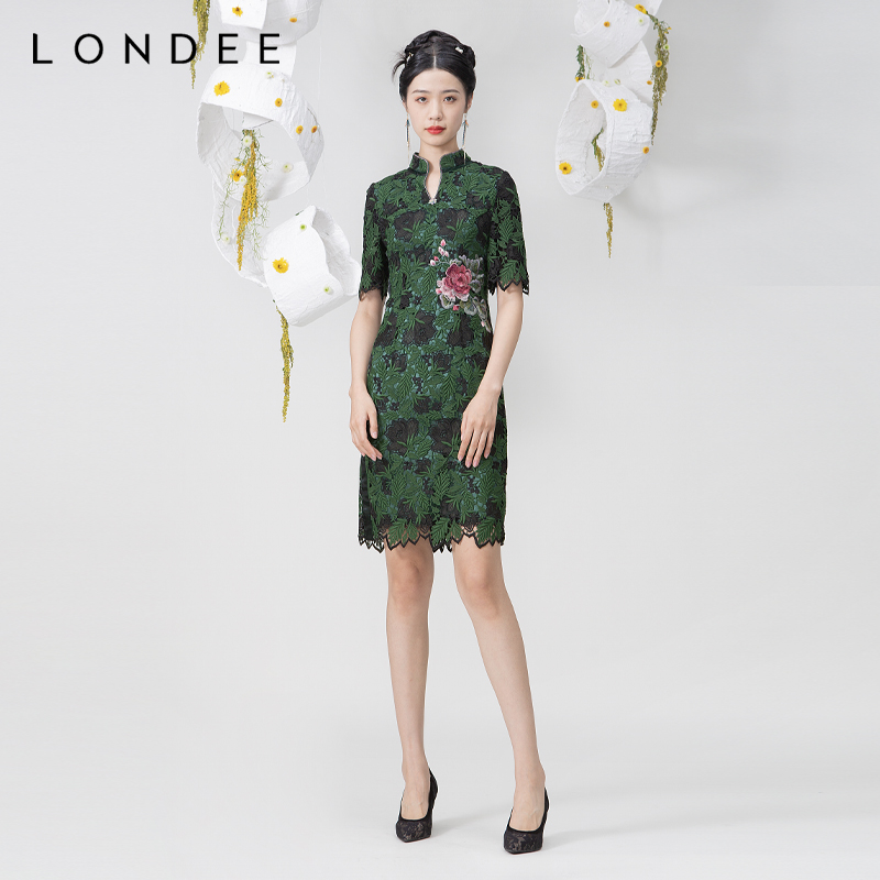 Londee龙笛芙蓉蕾丝连衣裙旗袍