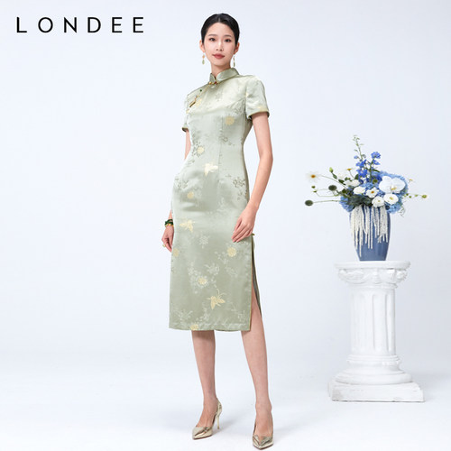 Londee/龙笛桑蚕丝礼服国风复古高端修身日常可穿春夏旗袍4S21185