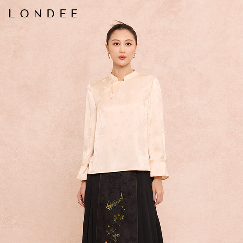 Londee/龙笛优雅百搭提花国风衬衫新中式内搭打底衫上衣女6S22282