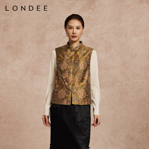 Londee/龙笛新中式立领盘扣背心质感显瘦马甲6T27154