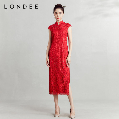 红色长裙订婚礼服新中式旗袍