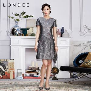 Londee/龙笛高端新中式国风中长裙子女春夏气质连衣裙3S21690