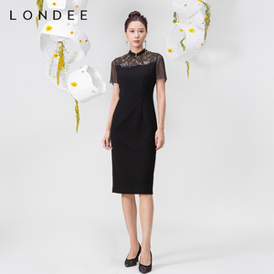 Londee/龙笛时尚百搭显瘦设计感国风中长款新中式连衣裙女3S21273