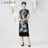 优雅复古绣花撞色修身 Londee 龙笛春夏款 礼服旗袍9S26687