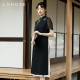Londee 龙笛复古国风连衣裙长裙夏季 日常可穿黑色气质旗袍3S21662