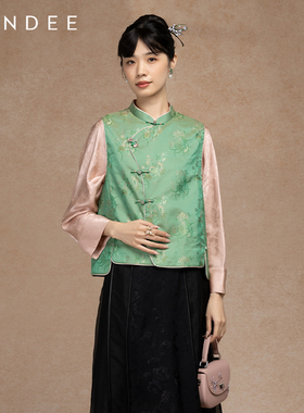 Londee/龙笛国风高端提花设计感背心马甲新中式外搭马夹女5S27174