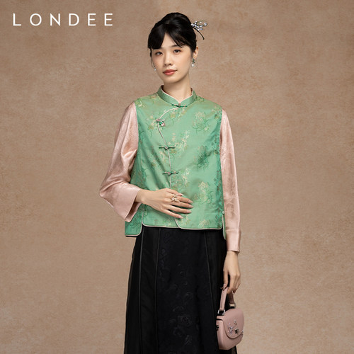 Londee/龙笛国风高端提花设计感背心马甲新中式外搭马夹女5S27174