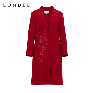 时尚 孤品 秋冬羊毛大衣红色毛呢风衣长外套5PS351E 龙笛 Londee