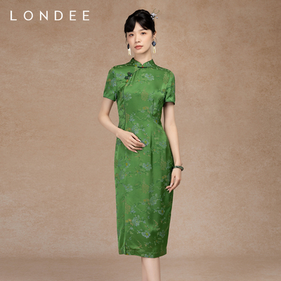 Londee/龙笛春夏新中式复古提花改良旗袍显瘦气质连衣裙女5S21274