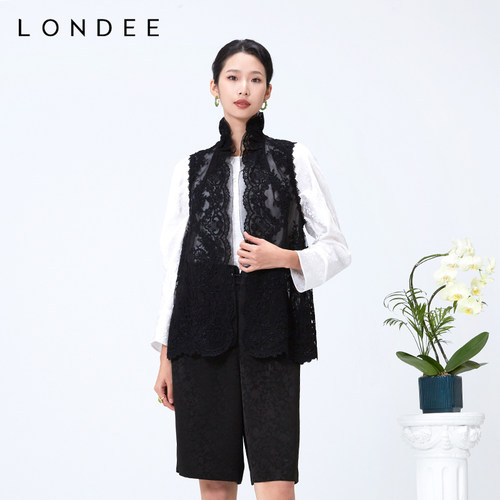 Londee/龙笛新中式立领马甲无袖坎肩优雅气质马夹4S27290