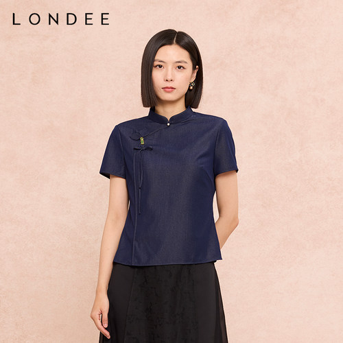 Londee/龙笛现代时尚设计感立领旗袍上衣国风显瘦气质外套6S22274