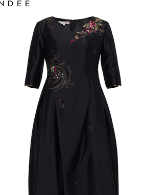 Londee/龙笛【孤品】秋冬时尚礼服新中式重工高级感连衣裙0PW169B