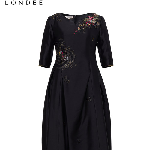 Londee/龙笛【孤品】秋冬时尚礼服新中式重工高级感连衣裙0PW169B