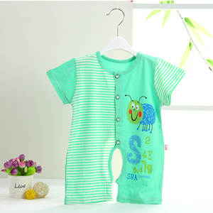 新生婴幼儿夏季薄款短袖连体衣服初生小宝宝纯棉开档哈衣爬服睡衣