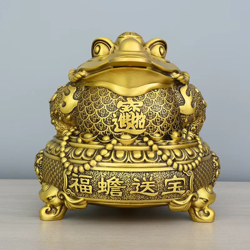 铜金蟾摆件元宝铜钱聚宝盆三足金蟾客厅吉祥物店铺开业礼品