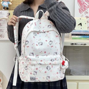 韩系书包初中女生insKT猫高颜值背包高中生大容量轻便少女双肩包